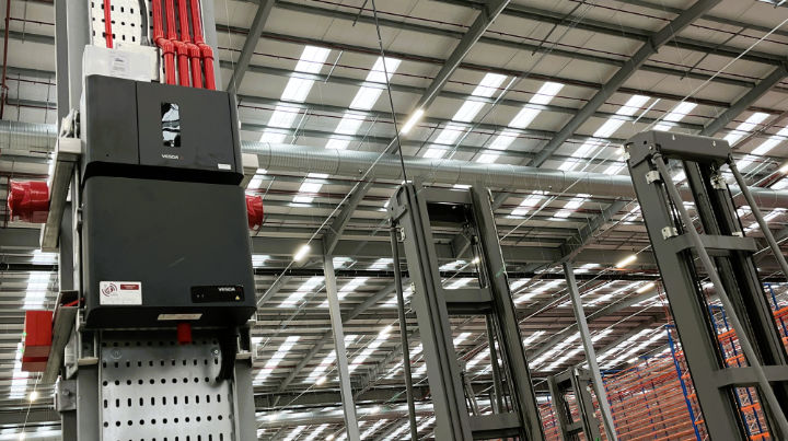 A photo of a warehouse intruder alarm system control box